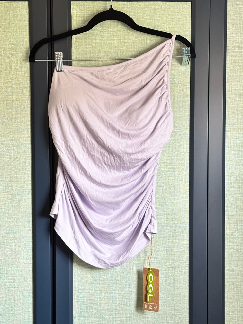 OGL Sandwashed One Shoulder Ruched Brami Top in Lilac, NWT, Size M - Picture 2 of 7